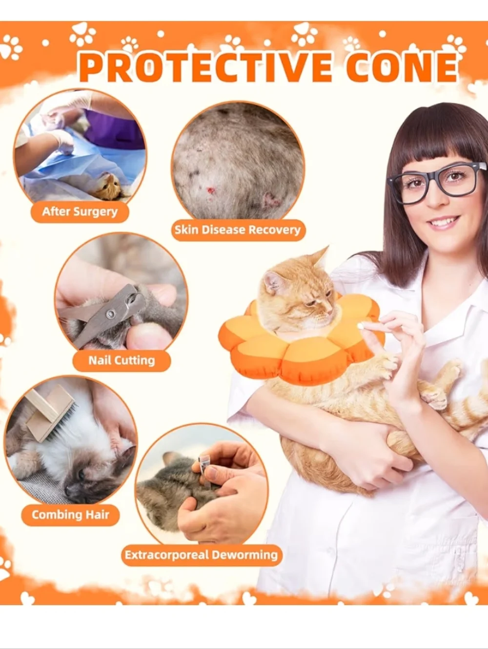 Cat Cone Collar Soft Recovery Flower Collar After Surgery Large